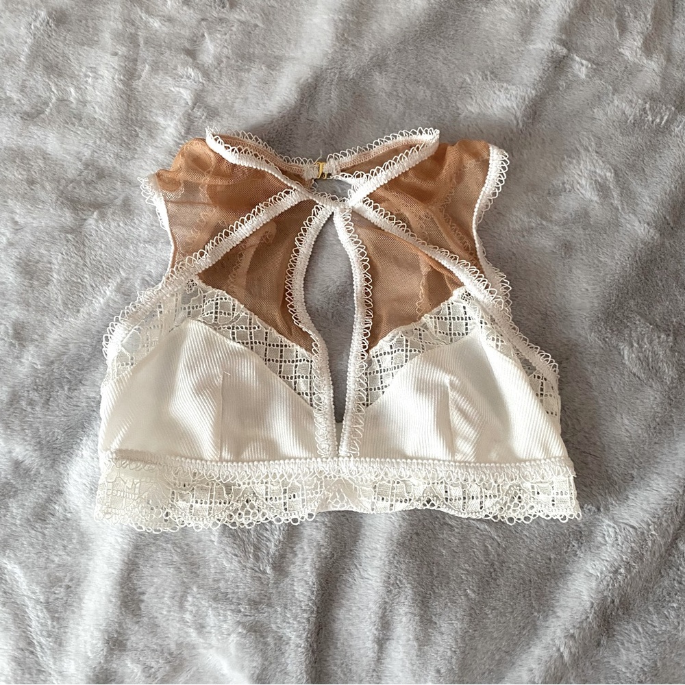 For Love and Lemons mesh / lace details crop top/bralette